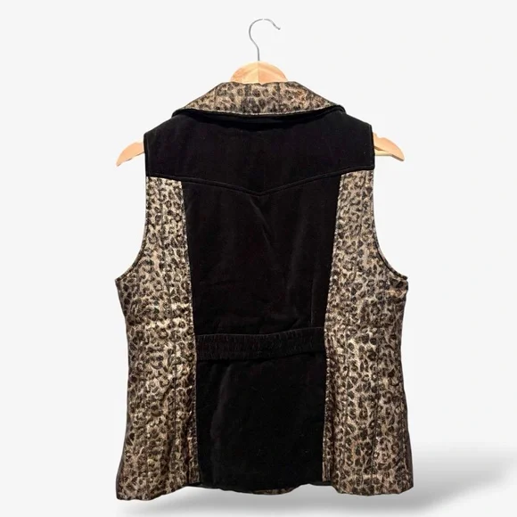 Chico’s Animal Print Puffer Vest Brown Metallic Black Size 1 (US Size M) - Picture 9 of 10